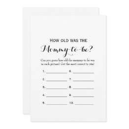 Small Double Side- 2 Baby Shower Games- How Old | Advice Invitation Front View