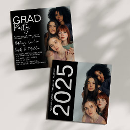 Small Double Sided Photo Group Graduation Party Invitation Front View