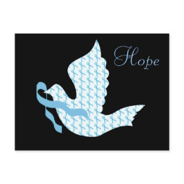 Small Dove Of Hope Light Blue Ribbon - Prostate Cancer Postinvitations Front View