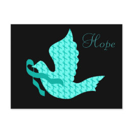 Small Dove Of Hope - Teal Ribbon (cervical Cancer) Postinvitations Front View