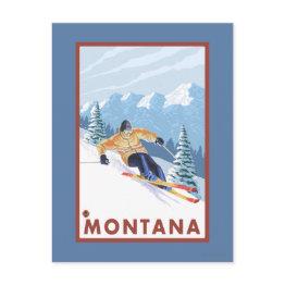 Small Downhhill Snow Skier - Montana Postinvitations Front View