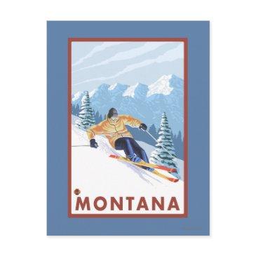 downhhill snow skier - montana postinvitations
