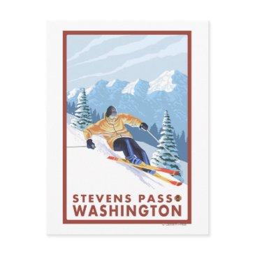 downhhill snow skier - stevens pass, postinvitations