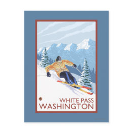 Small Downhhill Snow Skier - White Pass, Washington Postinvitations Front View