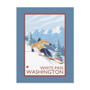 downhhill snow skier - white pass, washington postinvitations