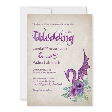 dragon floral wedding invitation