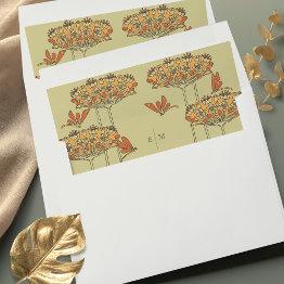 Small Dragonflies Art Nouveau Vintage Envelope Liner Front View