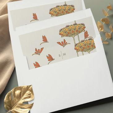 dragonflies art nouveau vintage envelope liner