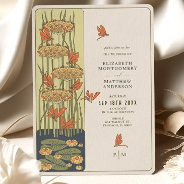 dragonfly belle epoque art nouveau wedding invitation
