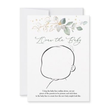 draw the baby greenery baby shower game invitation