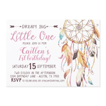 dream big little one first birthday dreamcatcher invitation