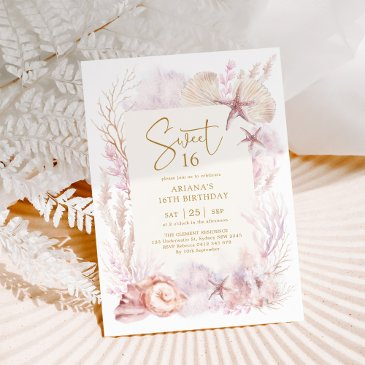 dreamy ocean under the sea mermaid sweet 16 invitation