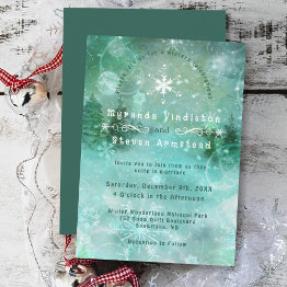 Small Dreamy Snowy Forest Winter Wonderland Wedding Invitation Front View