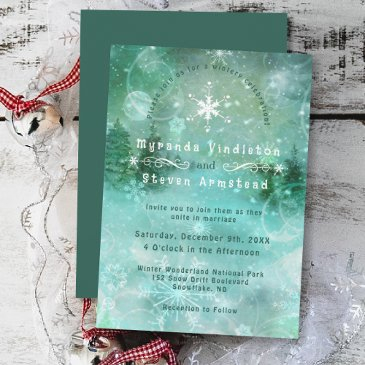 dreamy snowy forest winter wonderland wedding invitation
