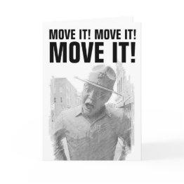 Small Drill Sergeant Marines Pencil Sketch Birthday Invitations Front View