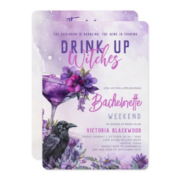 drink up witches gothic bachelorette itinerary invitation