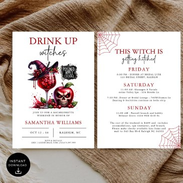 drink up witches gothic bachelorette party invitation