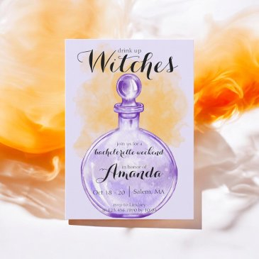 drink up witches purple potion itinerary invitation