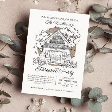 drop in cute fox house farewell party invitation