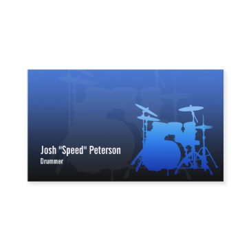 drummer's drum kit silhouette blue business invitations
