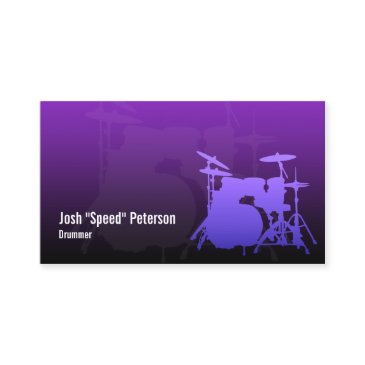 drummer's drum kit silhouette violet business invitations