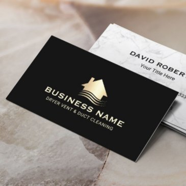 dryer vent & duct cleaning modern black & gold business invitations
