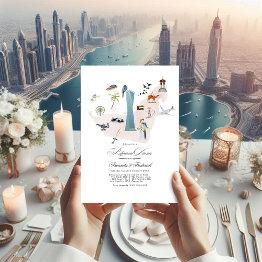 Small Dubai Uae Destination Wedding Rehearsal Dinner Invitation Front View
