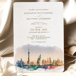 Small Dubai United Arab Emirates Destination Wedding Invitation Front View