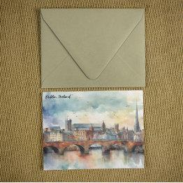 Small Dublin Ireland City Silhouette Watercolor Painting Postinvitations Front View