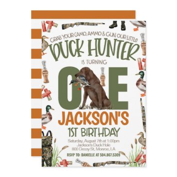 duck hunter first birthday invitation