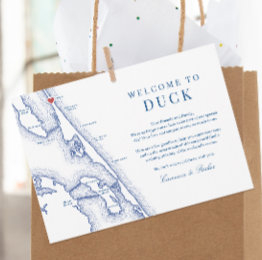 Small Duck Nc Outer Banks Navy Wedding Welcome Itinerary Thank You Invitations Front View