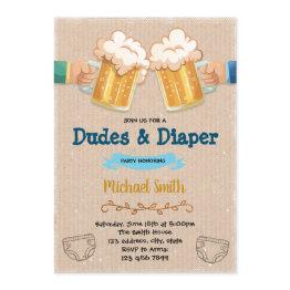 Small Dudes And Diaper Party Invitation Front View