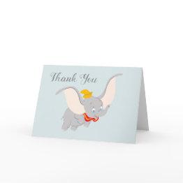 Small Dumbo Soaring Through The Sky | Thank You Invitations Front View