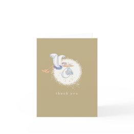 Small Dumbo & Stork | Boy Baby Shower Thank You Front View