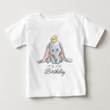 dumbo watercolor 1st birthday baby t-shirt