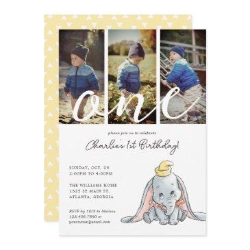 dumbo watercolor 1st birthday | photo collage invitation