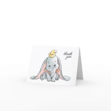 dumbo watercolor 1st birthday thank you invitations