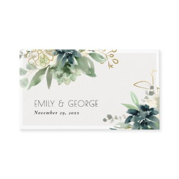 dusky blue green succulent foliage wedding website business invitations