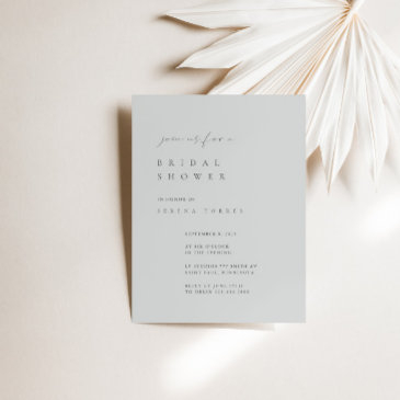 dusty blue minimalist bridal shower invitation
