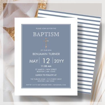 dusty blue stripe | baptism budget invitation