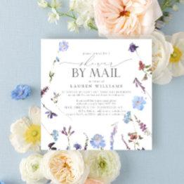Small Dusty Blue Wildflower Bridal Shower By Mail Invitation Front View