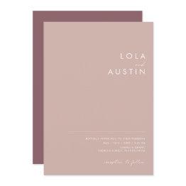 Small Dusty Boho | Rose And Purple All In One Wedding Invitation Front View