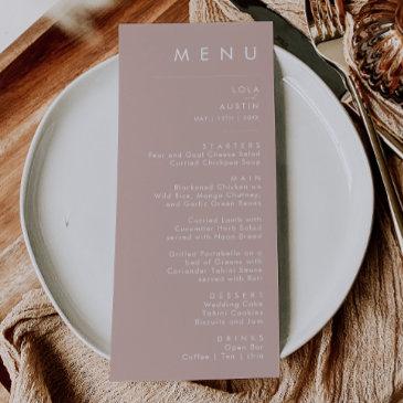 dusty boho | rose and purple wedding dinner menu