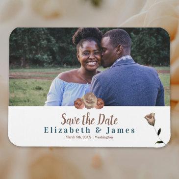 dusty pink, beige roses save the date magnet