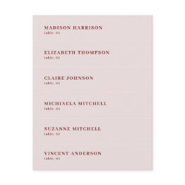 Small Dusty Pink Burgundy Wedding Place Name Card Diy Front View