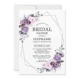 Small Dusty Purple Blooms Geometric Bridal Shower Invita Invitation Front View