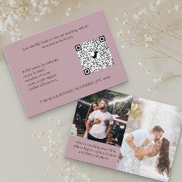 Small Dusty Rose 2 Photo Online Rsvp Qr Code Wedding Enclosure Invitations Front View