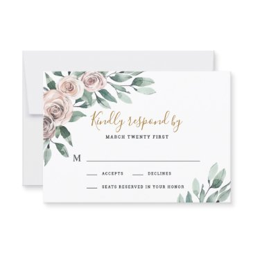 dusty rose pink mauve gold greenery floral wedding rsvp invitations