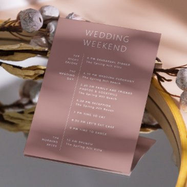 dusty rose weekend timeline | wedding welcome invitation
