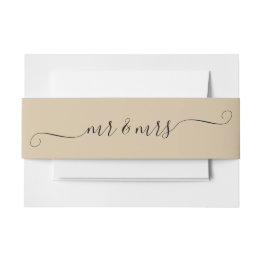 Small Earthtone Mr And Mrs Invitation Belly Band Front View